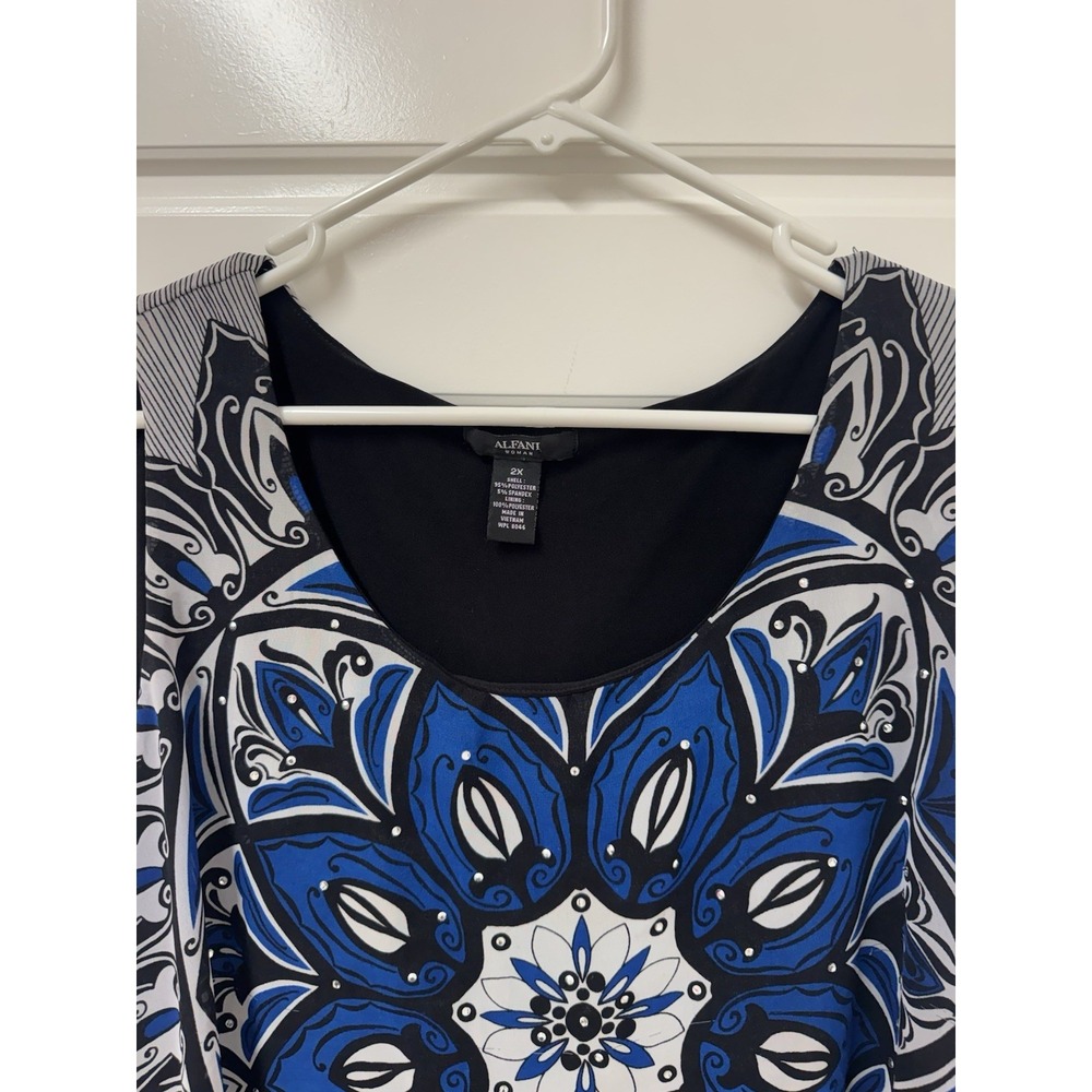 2X Alfani Woman Sleeveless Beaded Top Blouse Flowy Built In Tank Nice A11